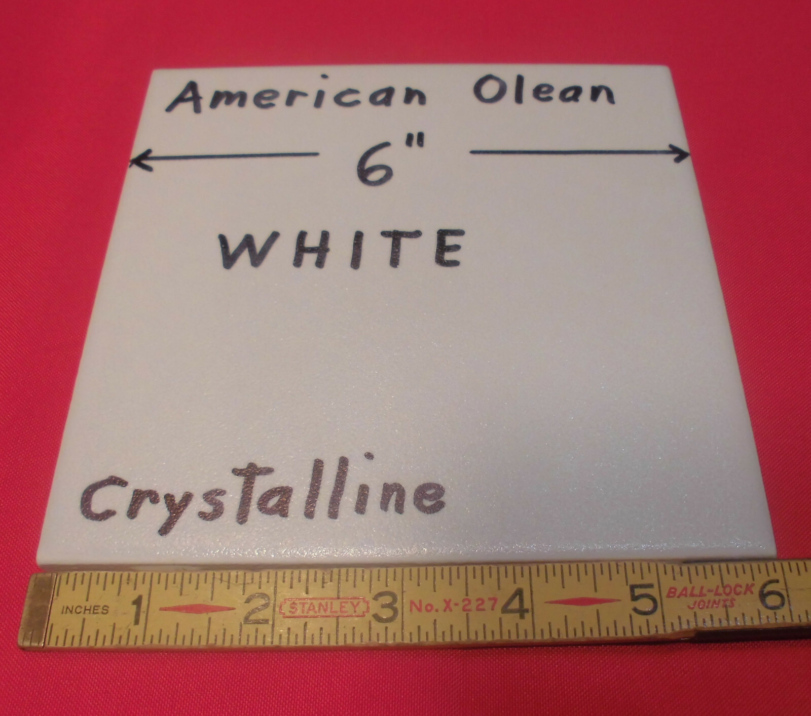 1 pc. Off-White: 6″ X 6″ Ceramic Crystalline Tile by American Olean from 1990’s