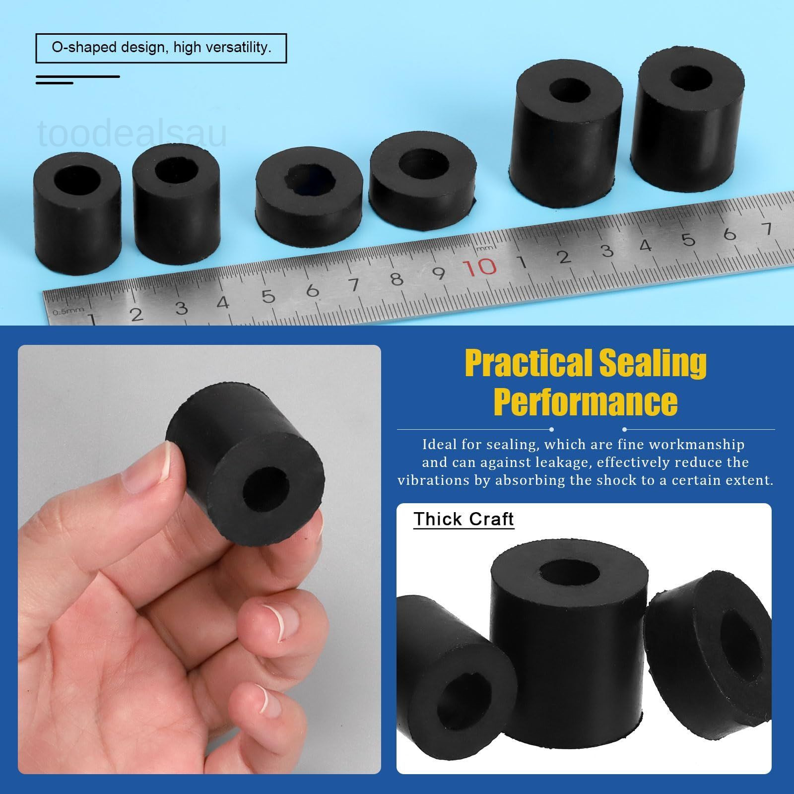 10Pcs Multi Purpose Rubber Spacer, 15/32 Inch OD 25 mm x 10 x 12