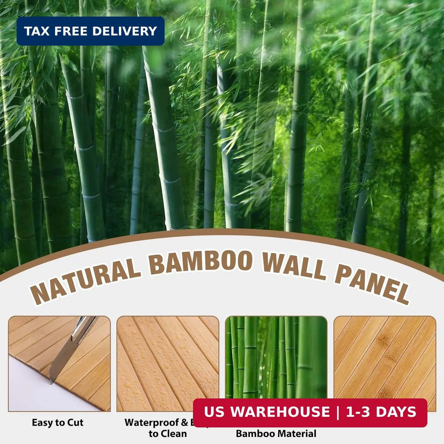 Natural Bamboo Wall Panel for Interior Wall Decor, Pole Wrap Wainscoting Interio