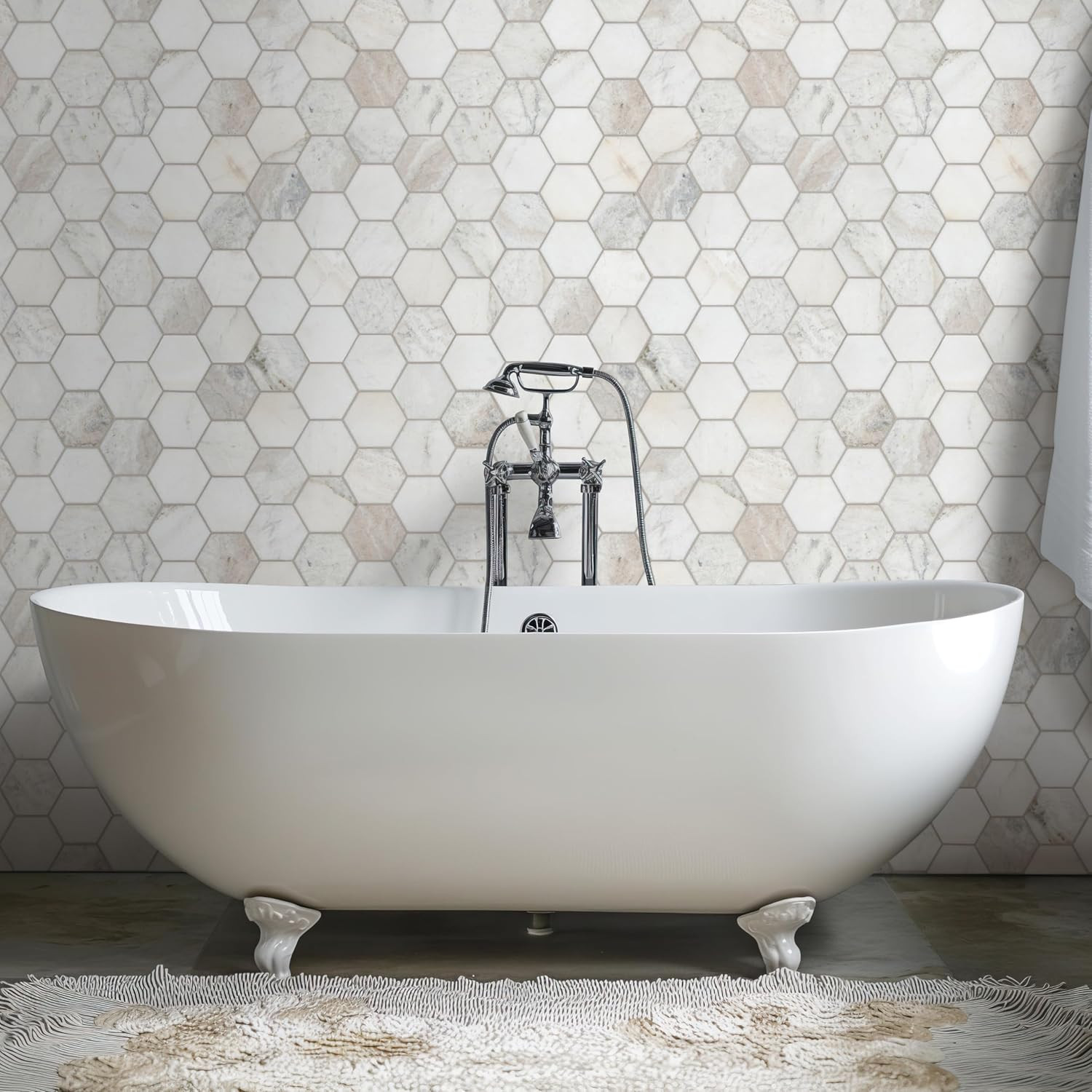 Arabescato Venato White Hexagon Honed Marble Tile for Elegant Spaces