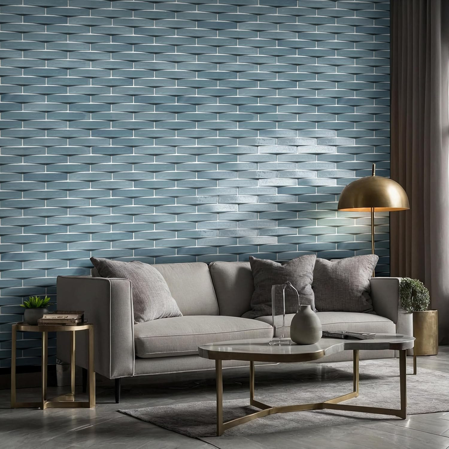 Crescentia Coastal Wave 2 In. X 10 In. Glossy Ceramic 3D Wall Tile for Bathroom,
