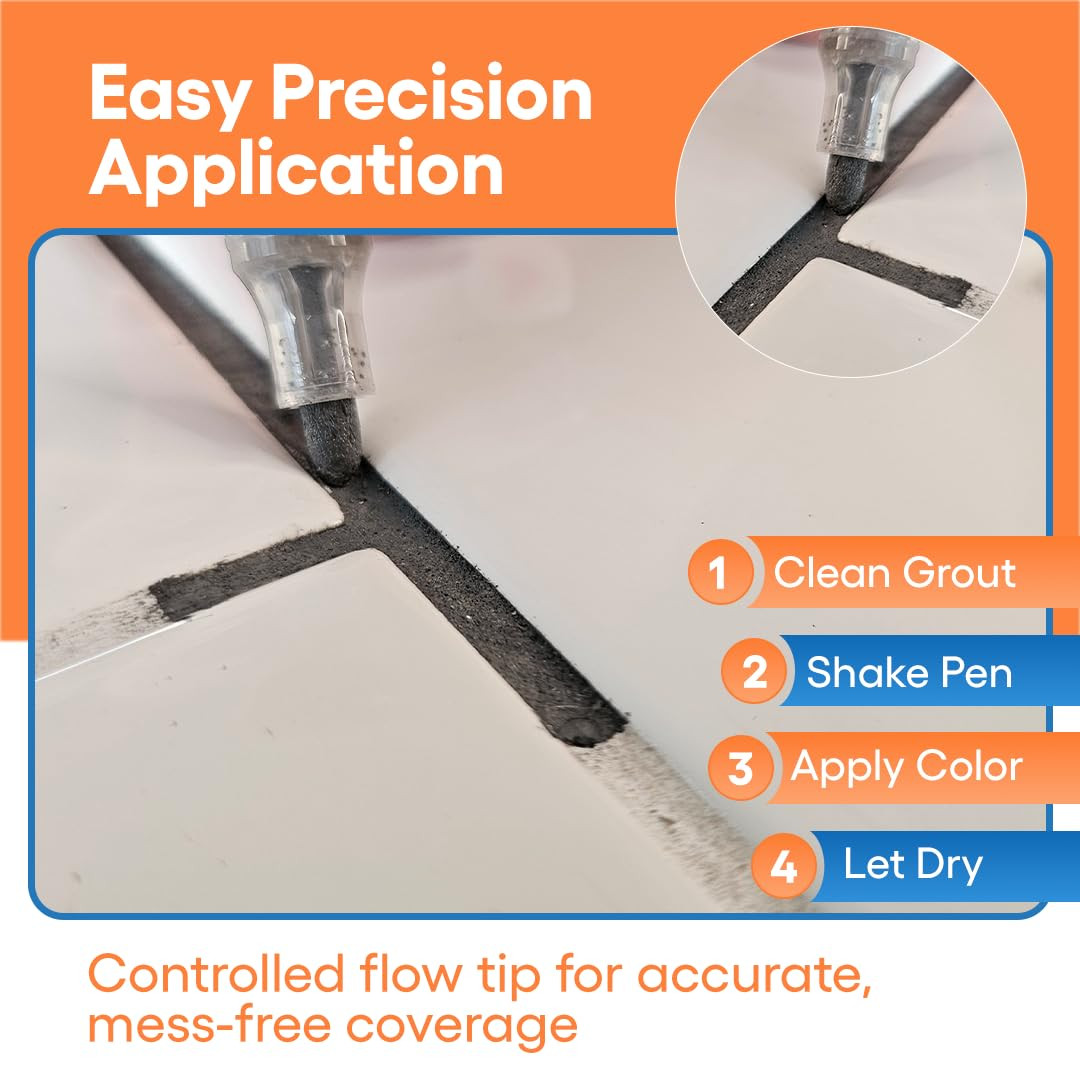 Grout Pen – Dark Grey – Tile Grout Paint & Repair Pen for Bathroom & Kitchen, Wa