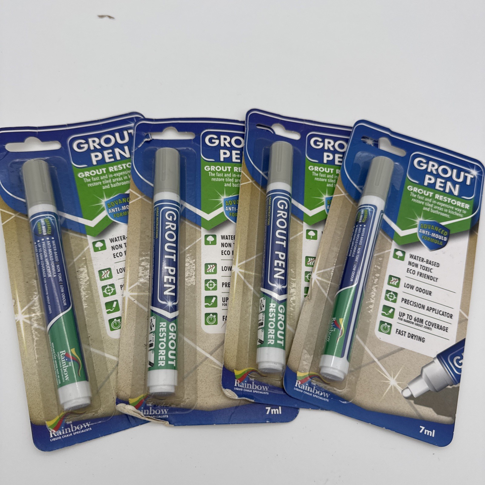 Grout Pen Light Grey Tile Paint Marker: Waterproof Narrow Tip 4 Pack