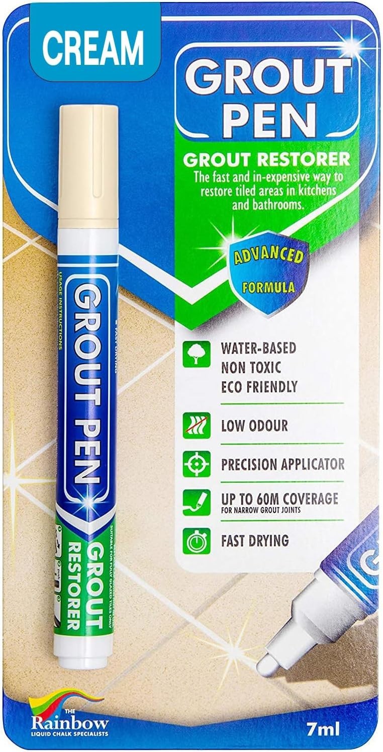 Grout Pen Cream Tile Paint Marker: Waterproof Grout Paint Pen, Tile Grout Col…