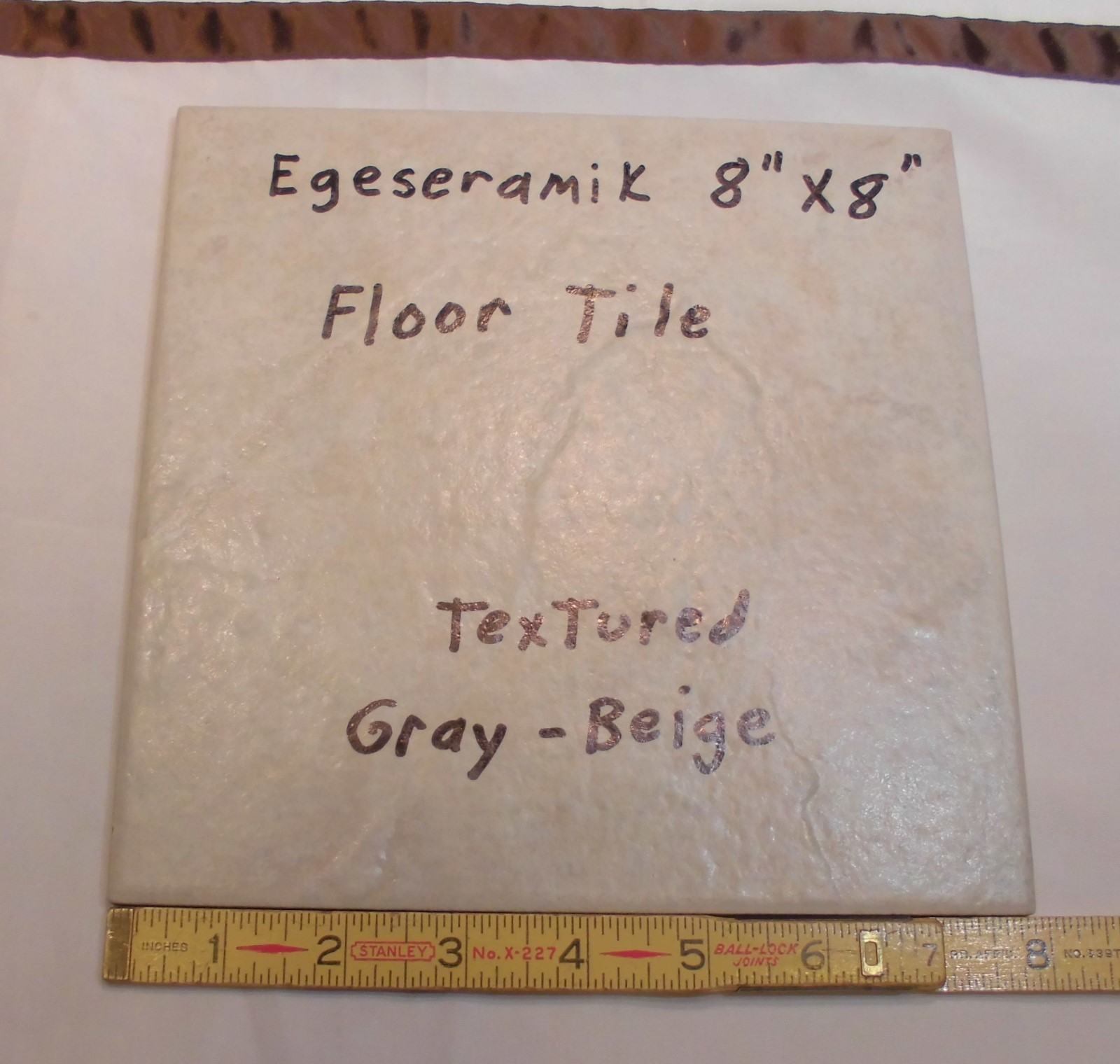 1 pc. Textured *Gray-Beige* Ceramic Floor Tile 8″ X 8″ actual size 7-7/8″
