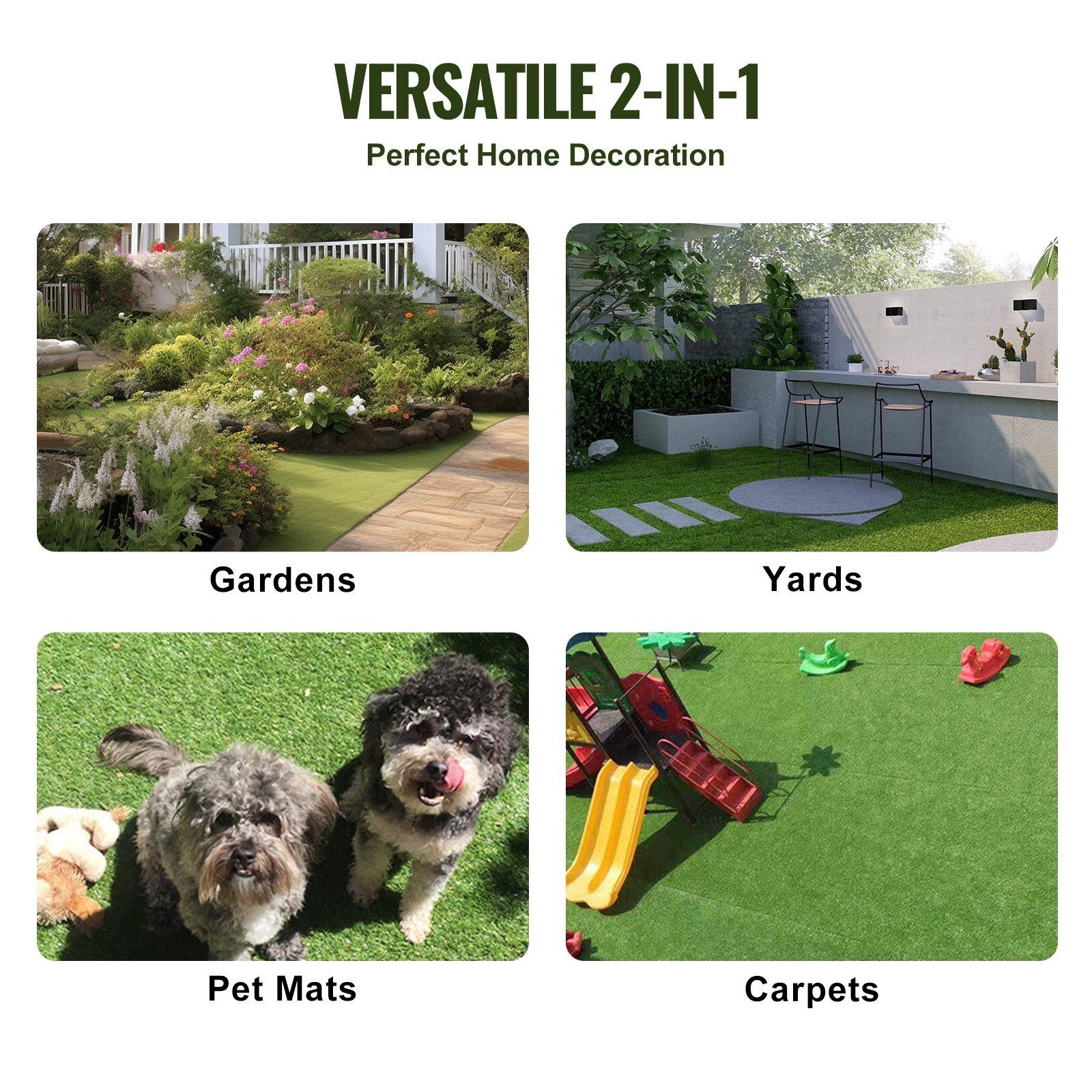 18pc 12x12in Interlocking Self-Draining Artificial Grass Tiles & Mat