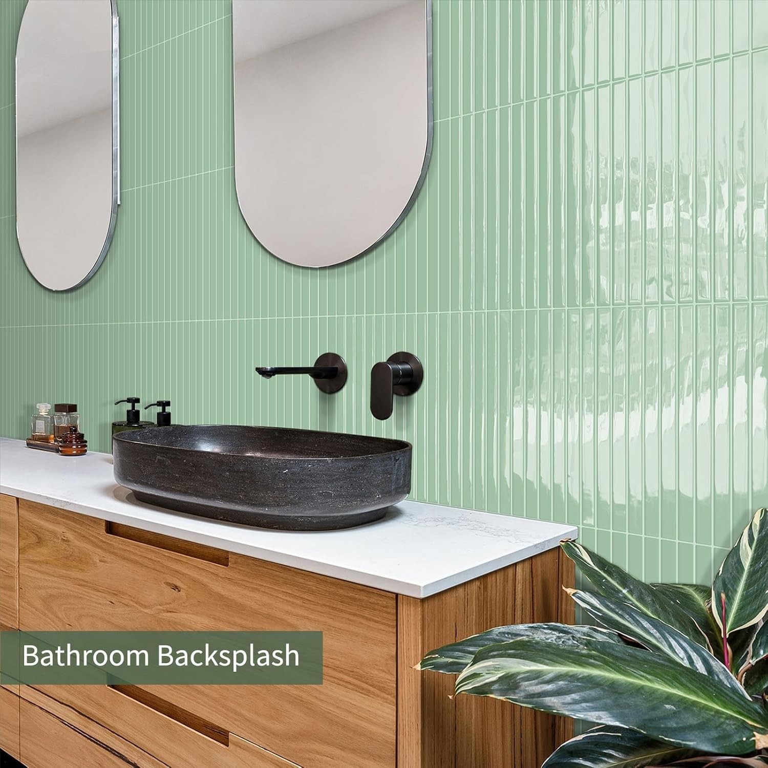 Upgraded 10-Pack 12″x12″ Sage Green Peel & Stick Wall Tiles for Modern Spaces
