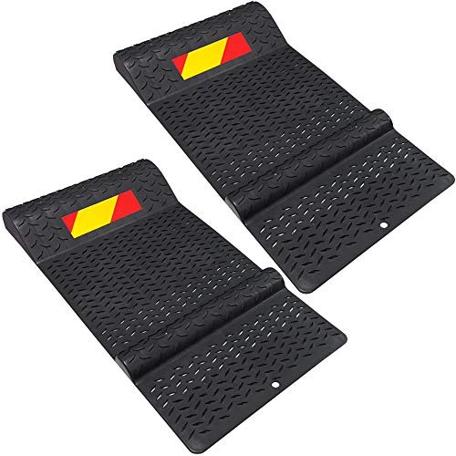 Pair of Plastic Parking Mat Guides for Garage Vehicles, Antiskid 2 Pack Black