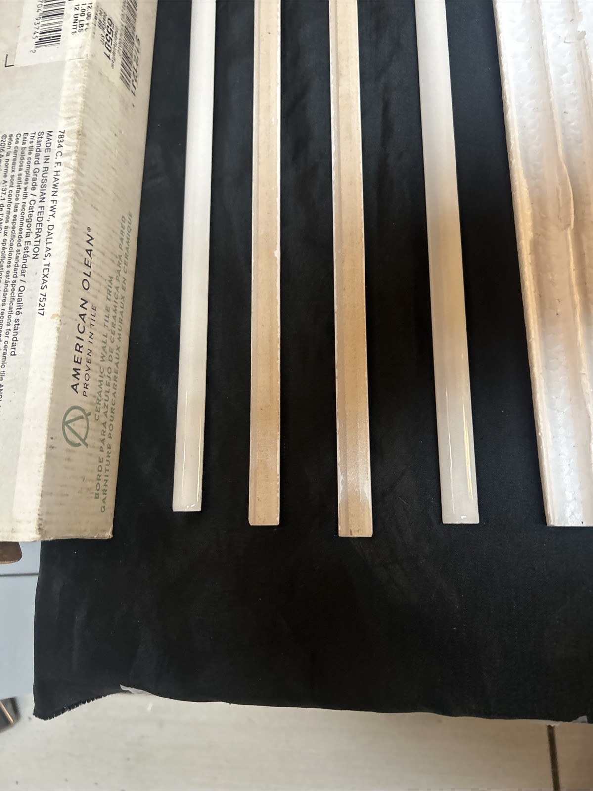 American Olean tile ceramic Wall tile trim 12 pieces per box HZO4 1/2 x 1/4 in