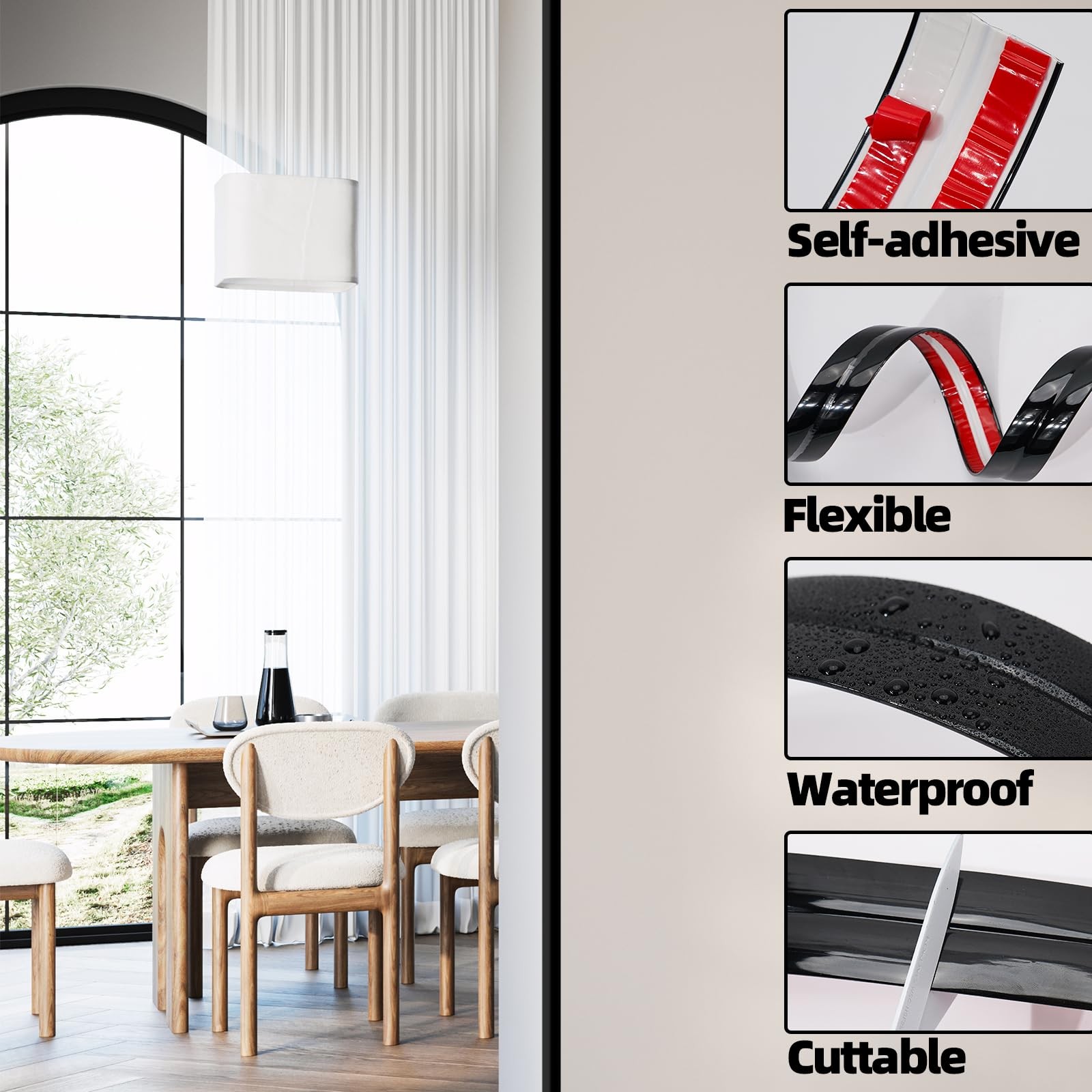 10Ft Peel and Stick Molding Trim, Flexible 1.57in Self-Adhesive Wall Trim, In.
