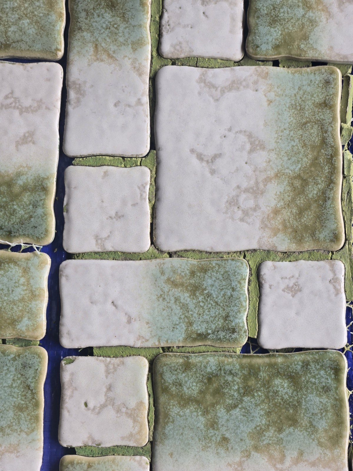 VTG Tile Wall Ceramic Bath Mid Century Modern Green, Torquise, Gold, White