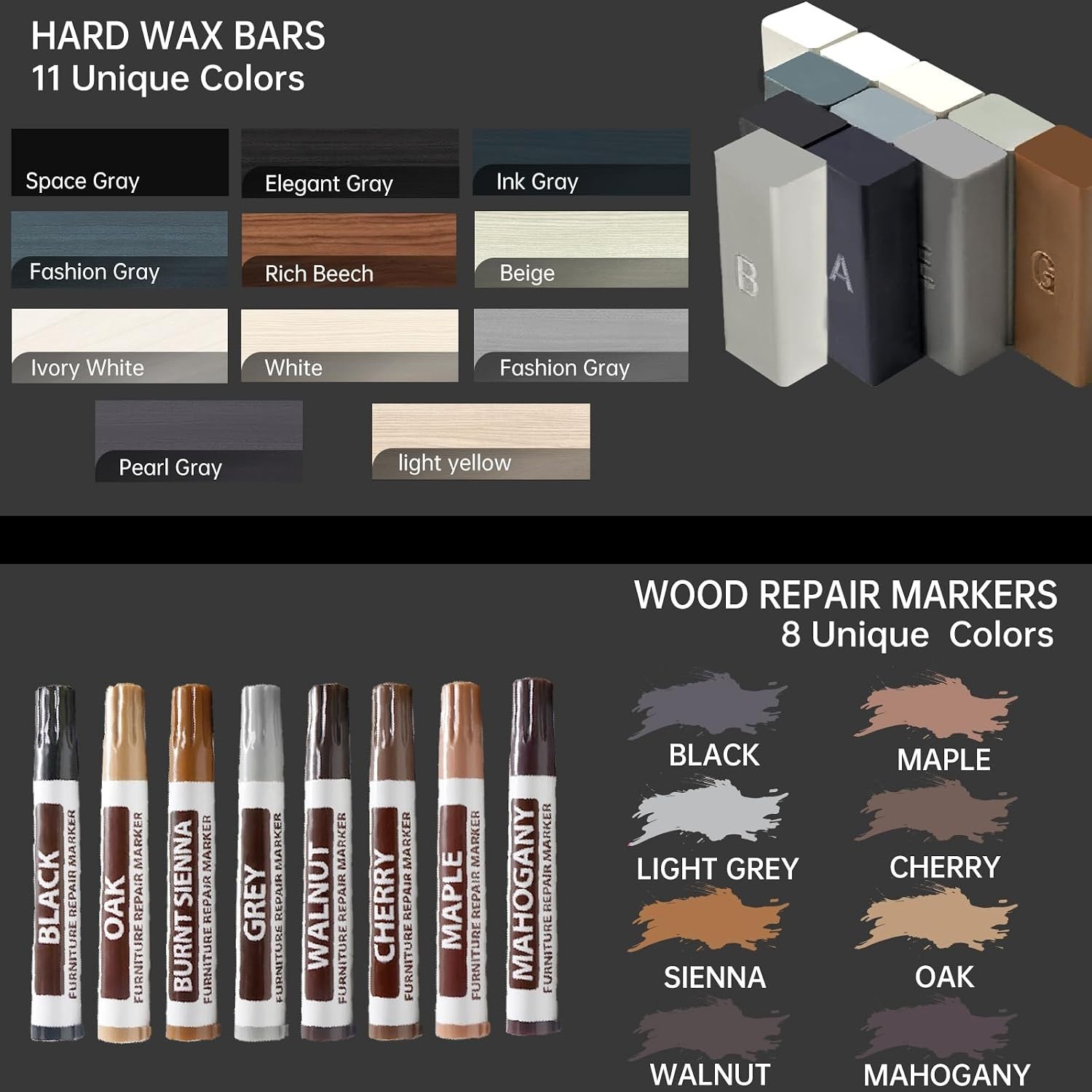 Hardwood Floor Repair Kit -11PCS Laminate Vinyl Floor Wax with 8PCS Wood Furn…
