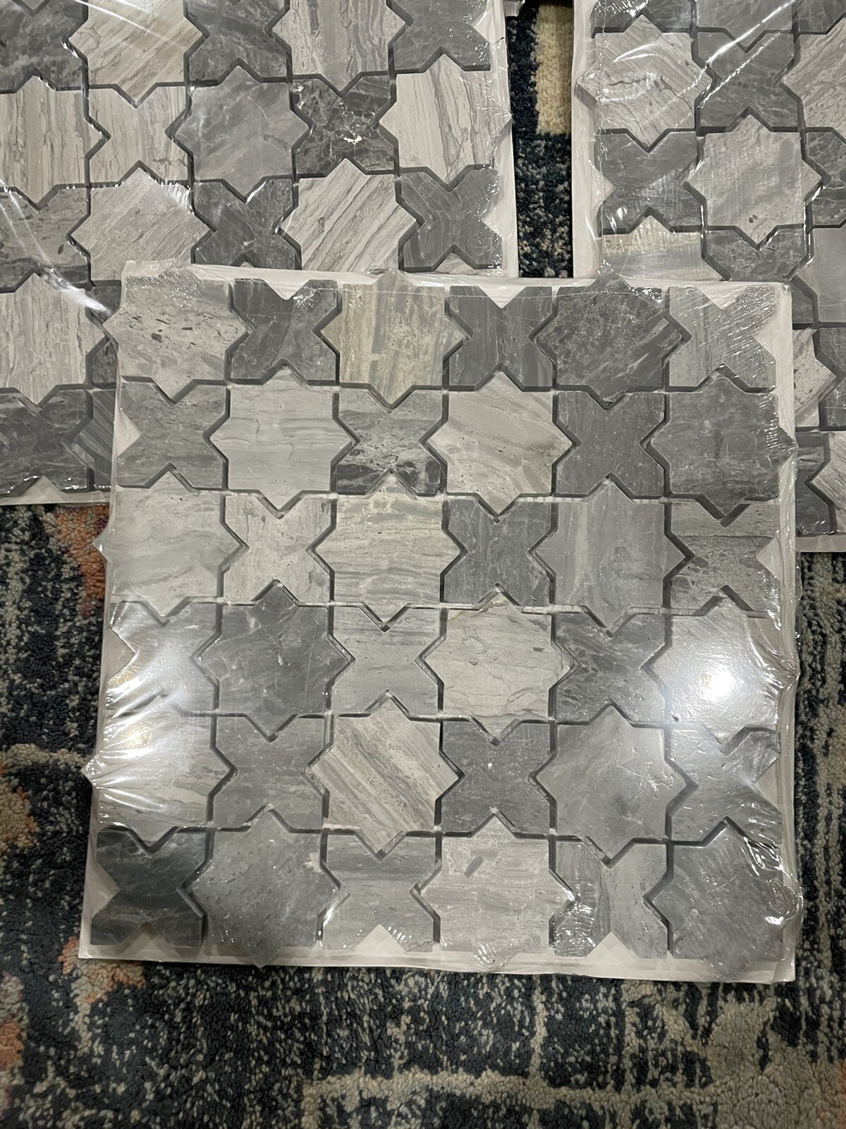 5X Sheets MSI Montague Blue Oak Polished Mosaic Marble Floor Wall Tile 0.97 Sqft