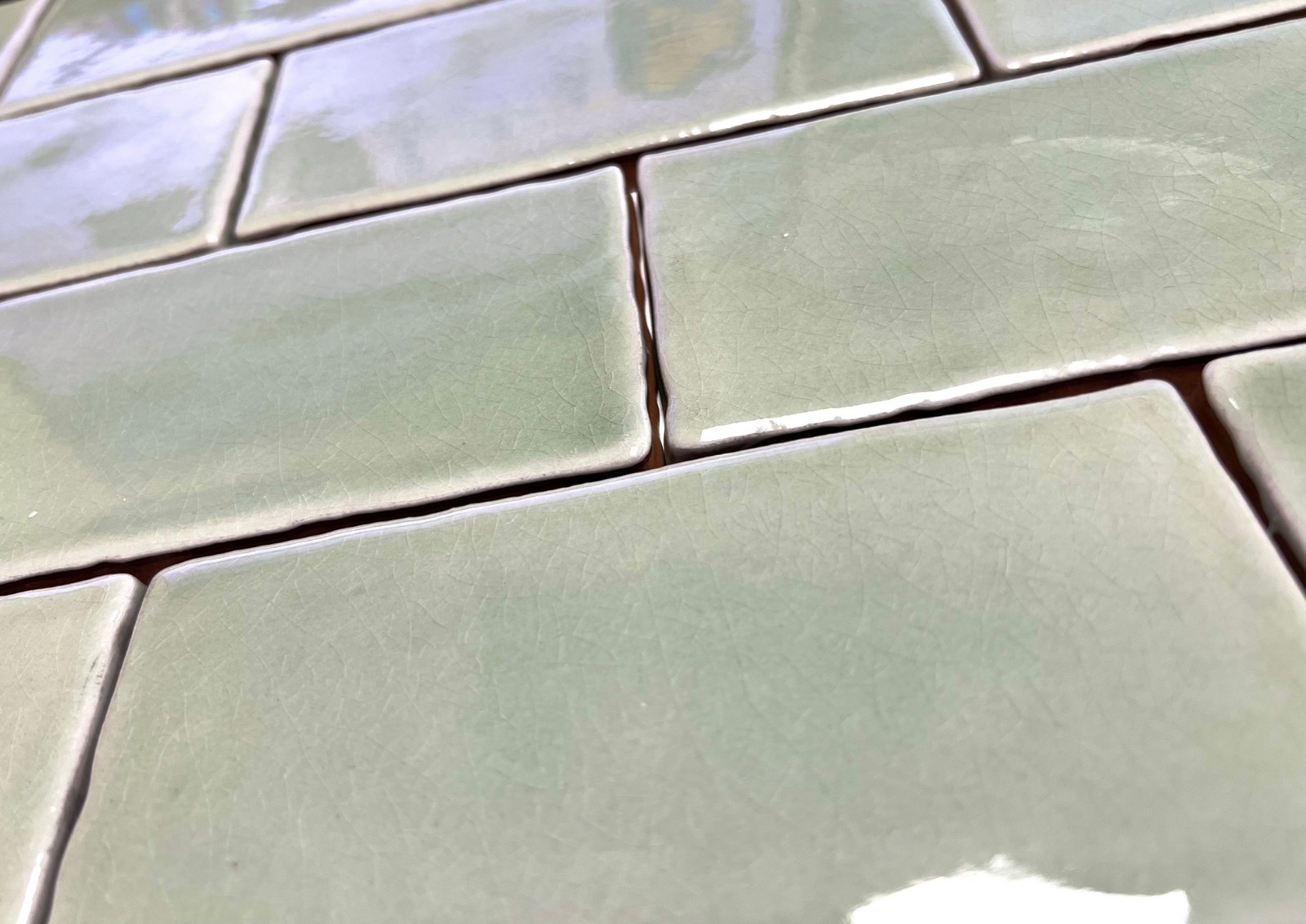 3×6 Sage Green Crackled Ceramic Tile, Backsplash Kitchen Bath (B0X OF 11 SF)