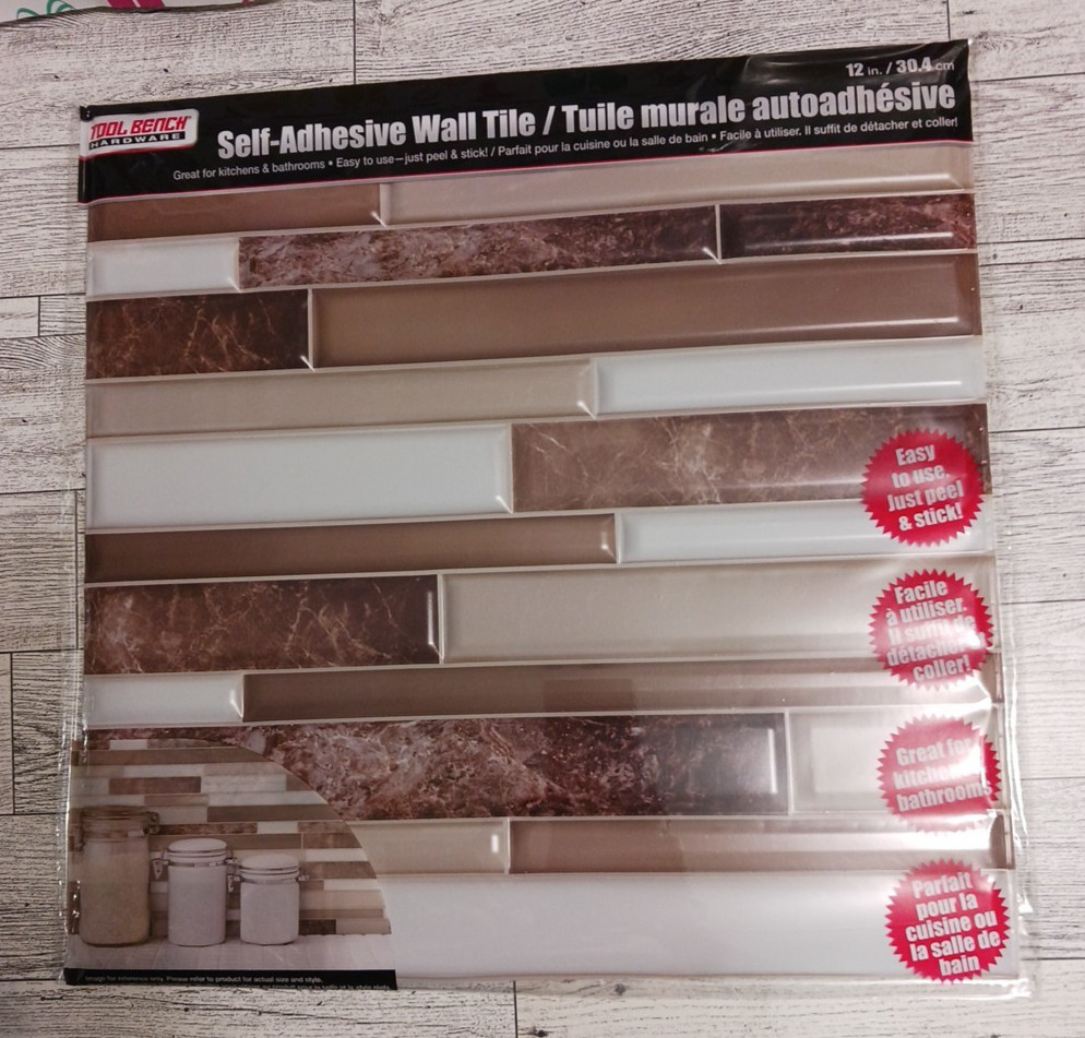 Wall tiles 10 piece dimentional brown beige white pattern 12″ x 12″ adhesive NEW