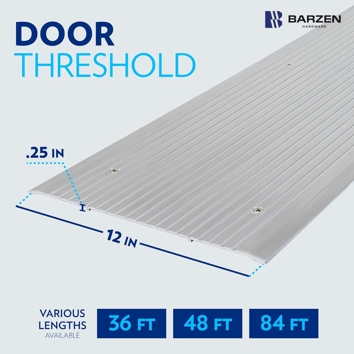 12″ Aluminum Door Threshold Strip – Low-Profile Transition Saddle 12″x48