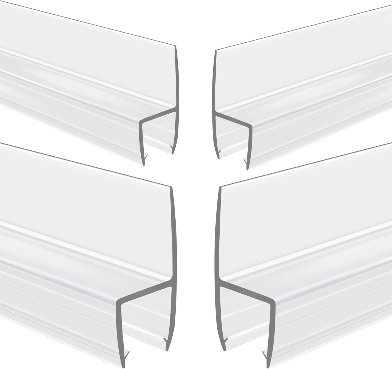 4-Pack Frameless Shower Door Side Seal H Type 3/8''(10mm), Clear