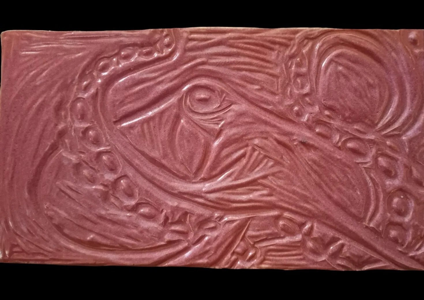 Artistic Octopus Ceramic Tile 10″×5″ Pink Relief Pattern Nautical