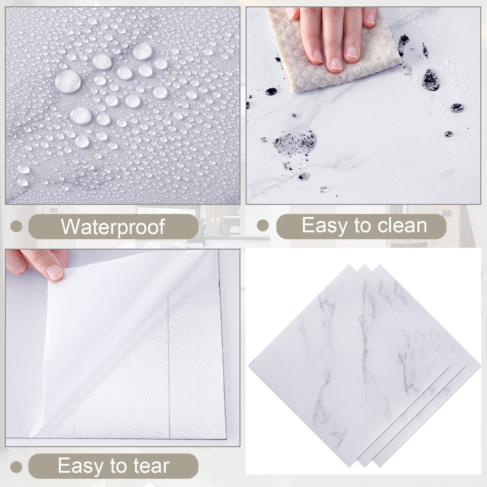 100Pcs Self Adhesive Peel and Stick Floor Tile 12 x 12 Inch Waterproof Vinyl …