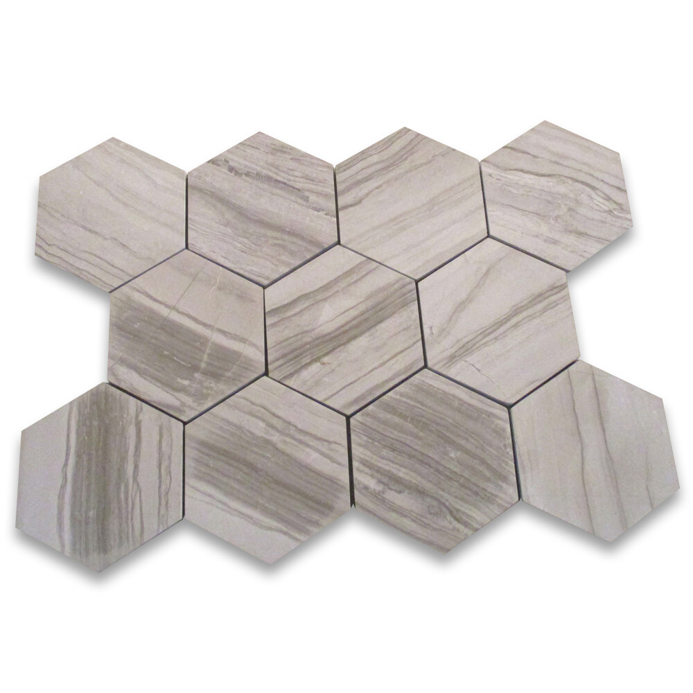 Y36P 6″ Hexagon Athens Grey Marble Haisa Dark Wall & Floor Tile Polished