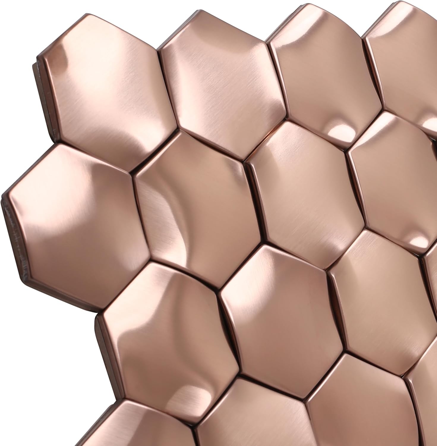 Copper Hexagon 3D Wall Panels – 5 Mosaic Tiles for Stunning Bathroom Backsplash