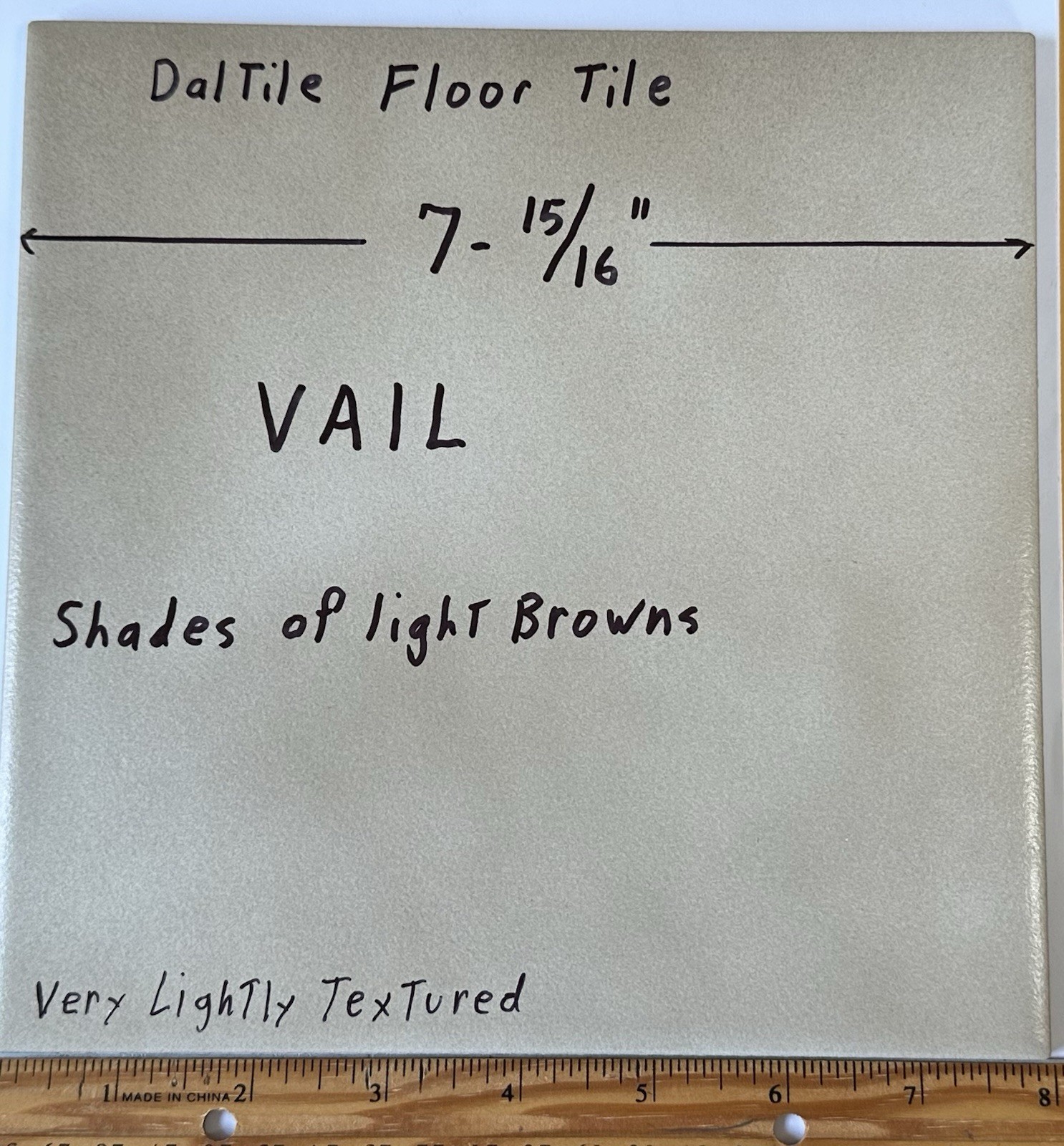 1 pc. Shades of light Browns: 8″ Daltile Ceramic Floor Tile: Vail 7-15/16″ New
