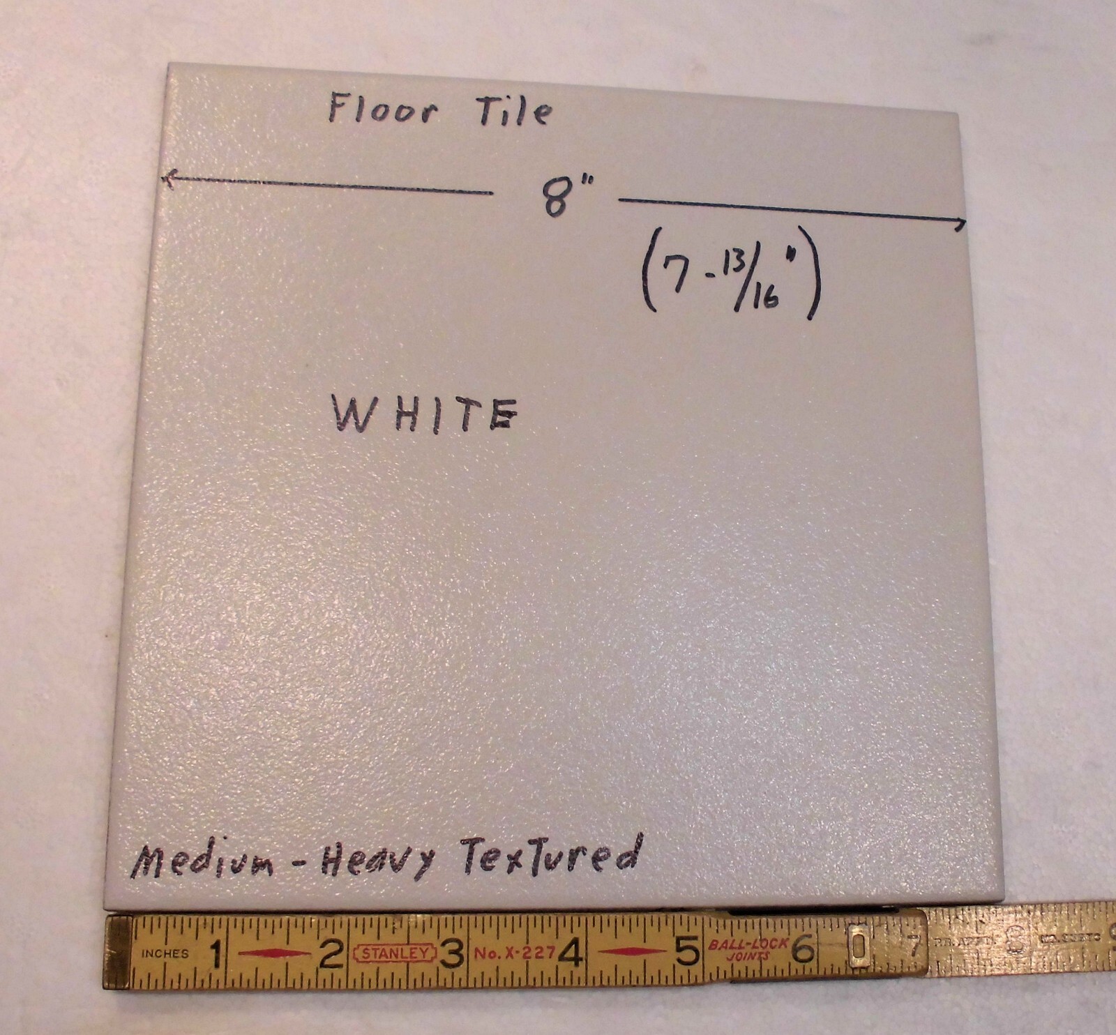 1 pc. Floor White: Ceramic Tile 8″ X 8″ Medium-Heavy Textured: New Stock, Mexico