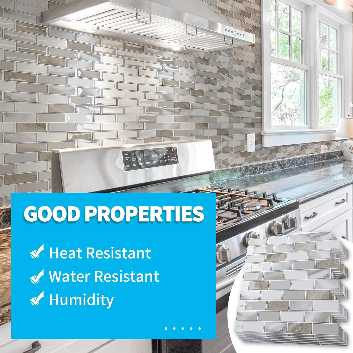 10-Sheet Peel and Stick Backsplash Tile for Kitchen – 12”×12” Stick on Wall Tile