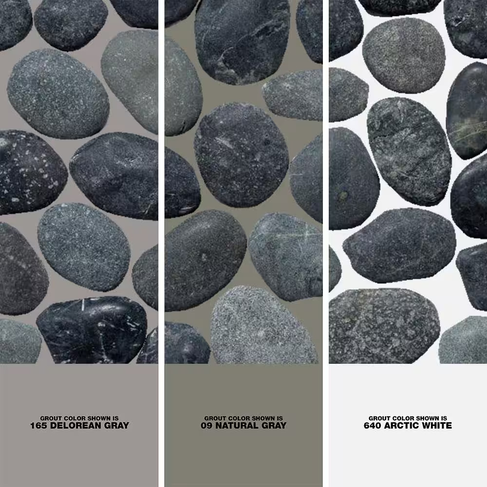Classic Pebble Tile Black 11-1/4 In. X 11-1/4 In. X 12.7 Mm Mesh-Mounted Mosaic