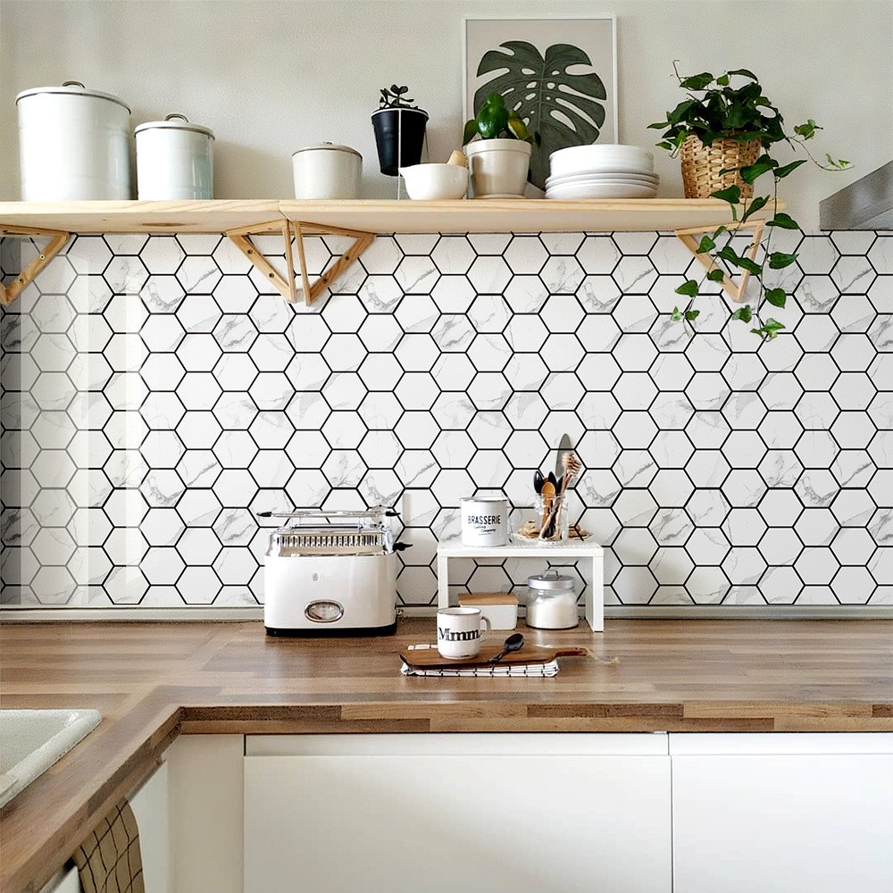 20-Sheet Self-Adhesive Wall Tiles Peel Backsplash Tiles for Kitchen and Bathroom