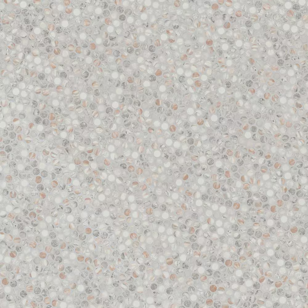 Briar Rosa Penny round 12 In. X 12 In. Glass Mesh-Mounted Mosaic Wall Tile (15 S