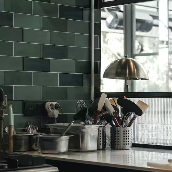Sunwings Green Peel & Stick Backsplash Wall Tile 6×3 Handmade Look 100-Pack