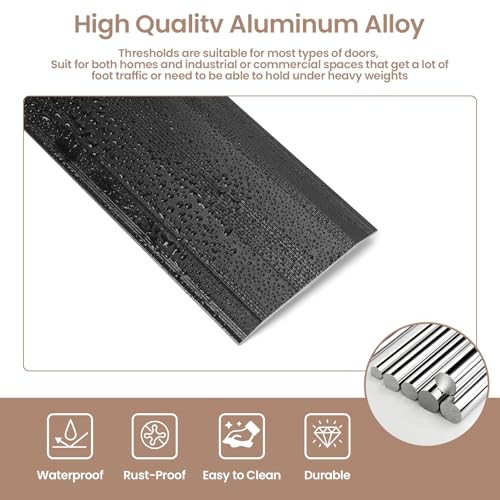 36″L x 2.4″W Aluminum Floor Transition Strip Metal Door 36″L*2.4″W*0.1″H 1