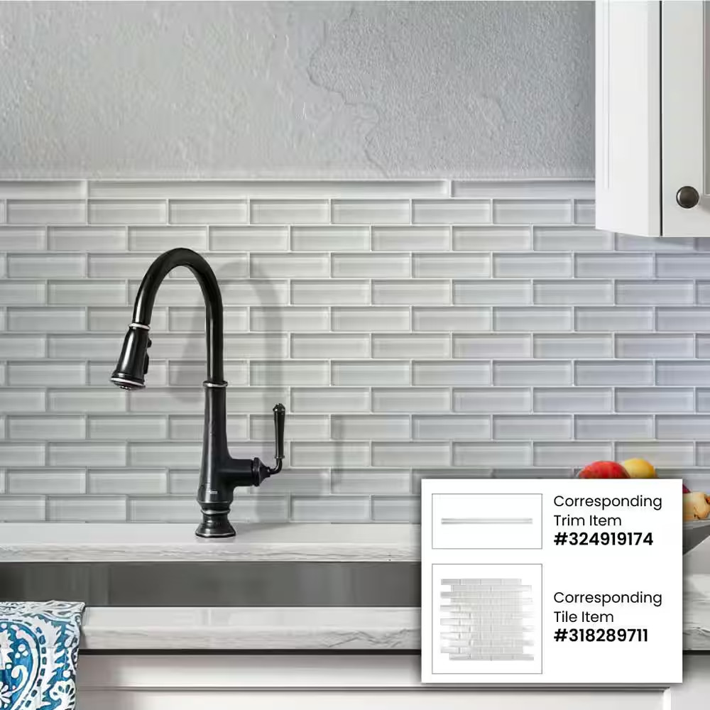 Ice White 11.9 In. X 11.9 In. Polished Glass Mosaic Tile (4.92 Sq. Ft./Case)