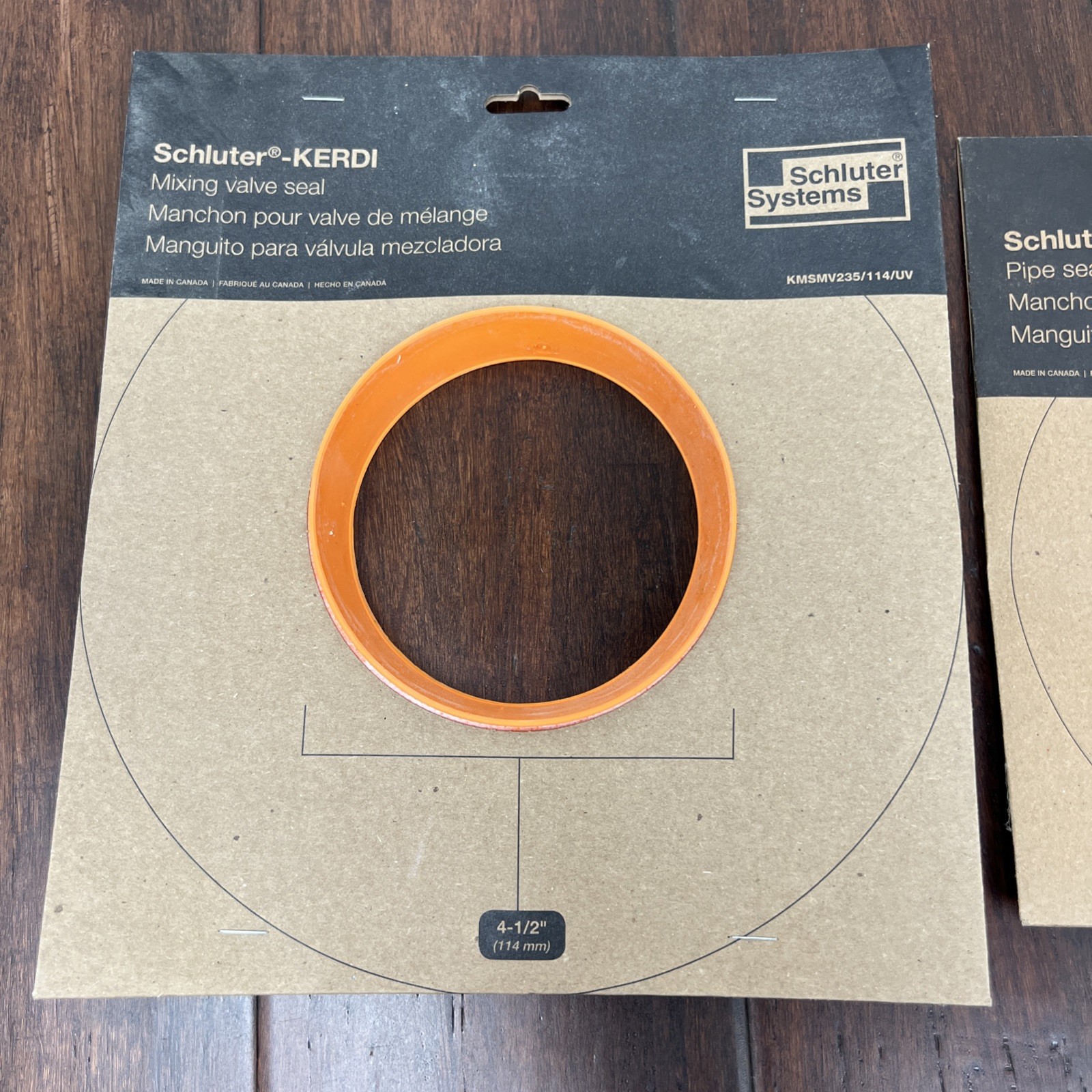 Schluter KERDI Pipe Seal 3/4” and Mixing Valve Seal 4-1/2″ Pair