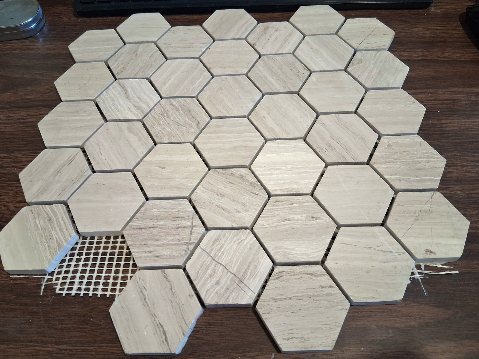 Off-White 2″ x 2″ Hexagon Marble Mosaic Floor Tile Backsplash Bath, 39 Pieces