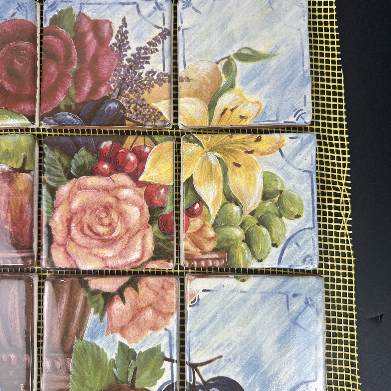 16″x20″ 20pc 3.75″ Ceramic Clay Tile Mosaic Mural Fruit Floral Backsplash