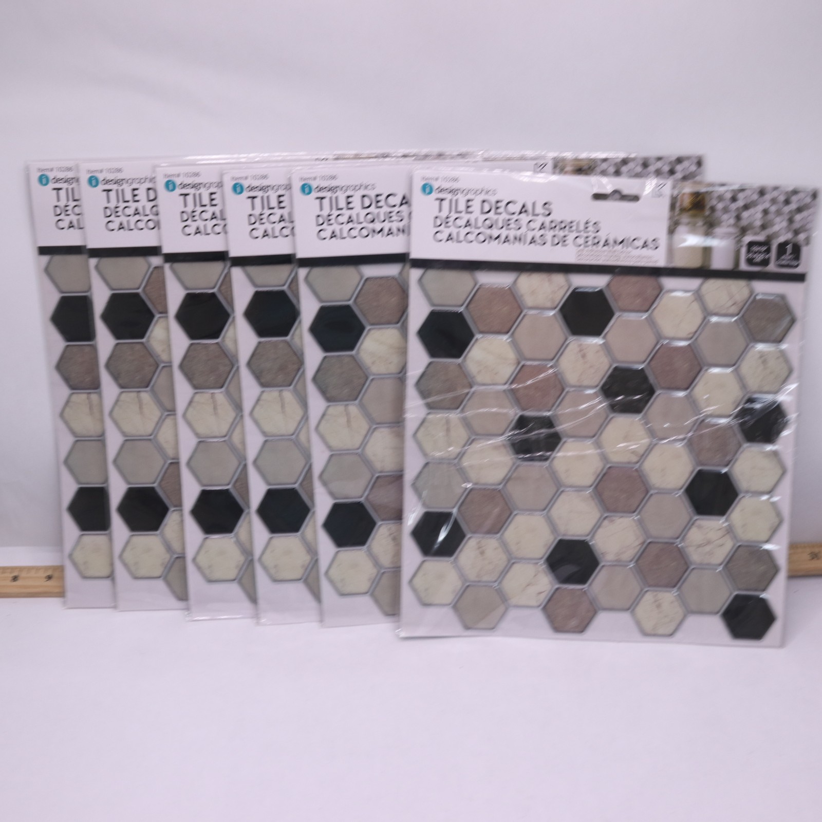 (6-Pk) Idesign Marble Look Peel and Stick Wall Tiles PVC Beige 1006498084