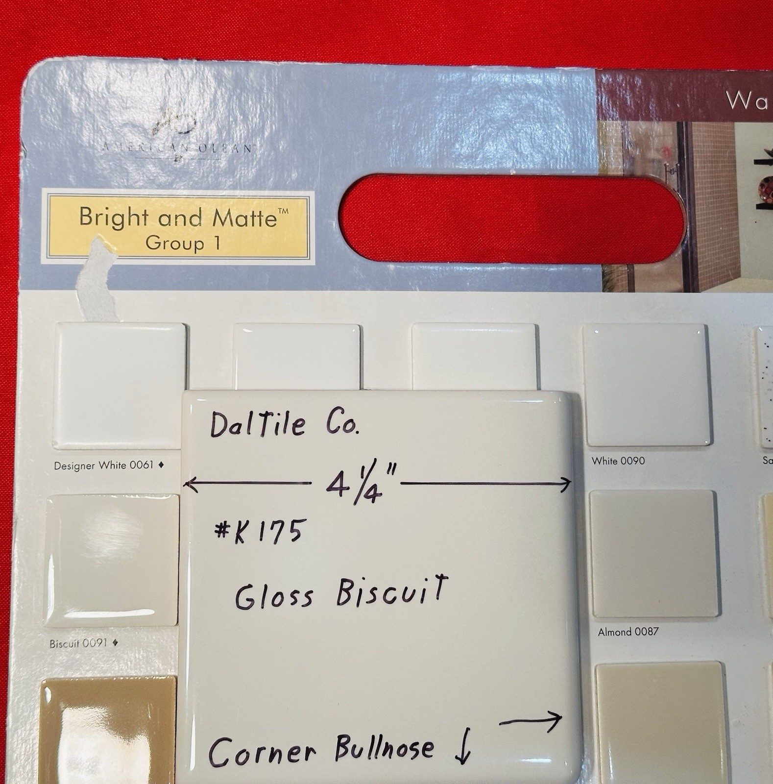 1 pc. Gloss Biscuit: 4-1/4″ Ceramic Corner Bullnose Tile by Daltile Co. NEW