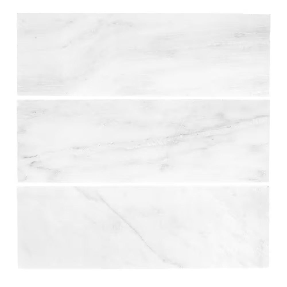 Carrara White/Grey 4 In. X 12 In. Honed Marble Wall and Floor Tile (10 Sq. Ft./C
