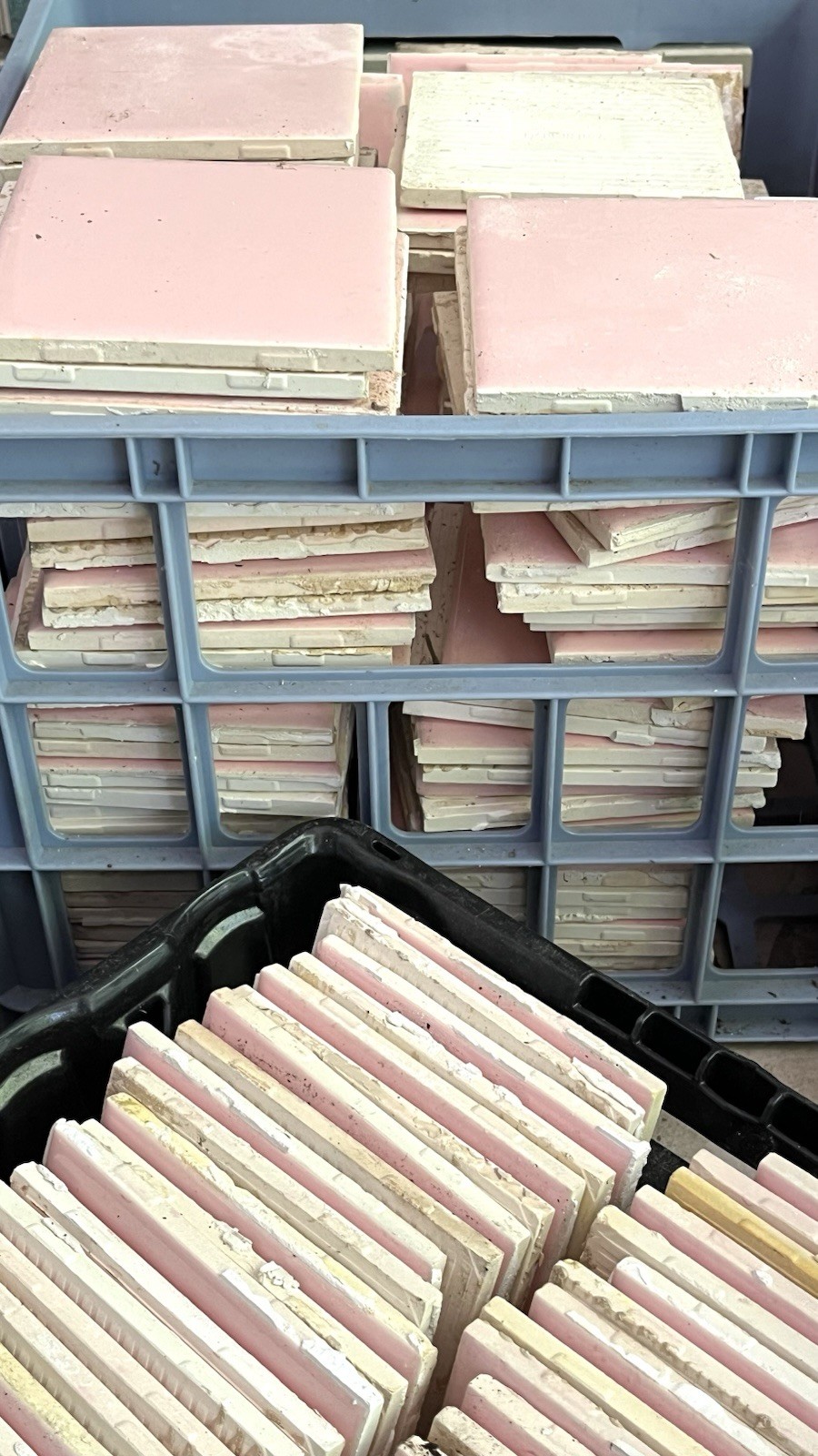 Vtg Lot 100’s-PINK Mosaic Tile USA Company-4 3/8″ Square Ceramic-Reclaimed-Ohio