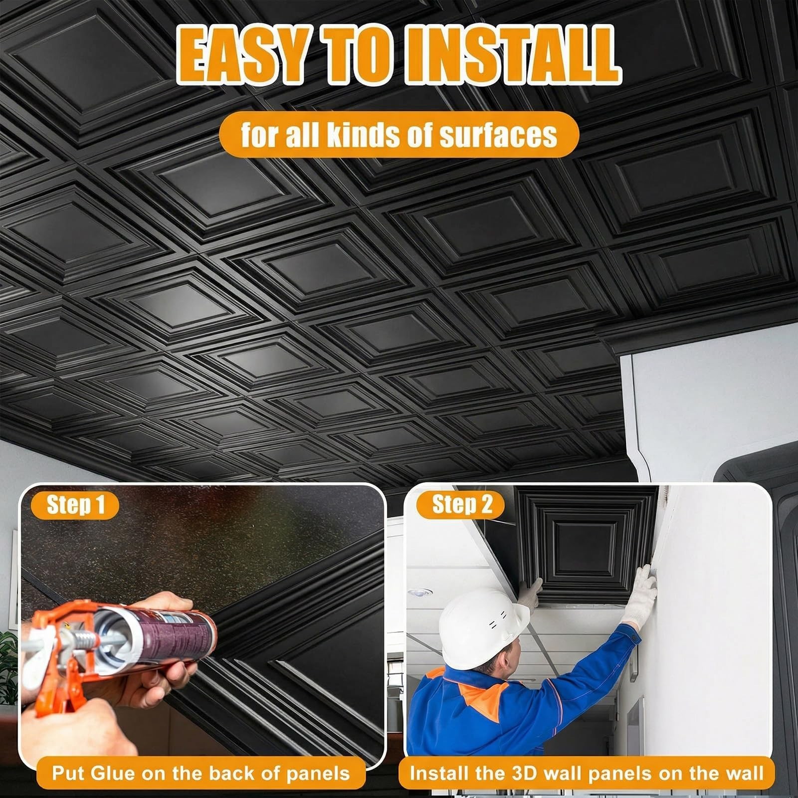 60 Pcs 12×12 Inch PVC Drop Ceiling Tiles – Cuttable, Paintable 3D Wall Panels –