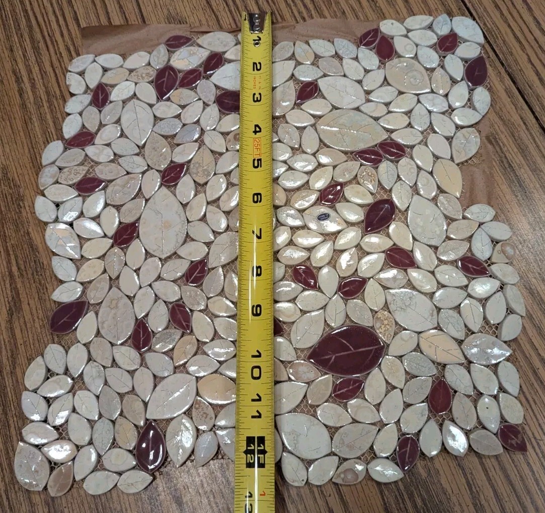Vintage Made In Japan Multi-Color Porcelain Leaves Wall Tile Floor Pool Tile