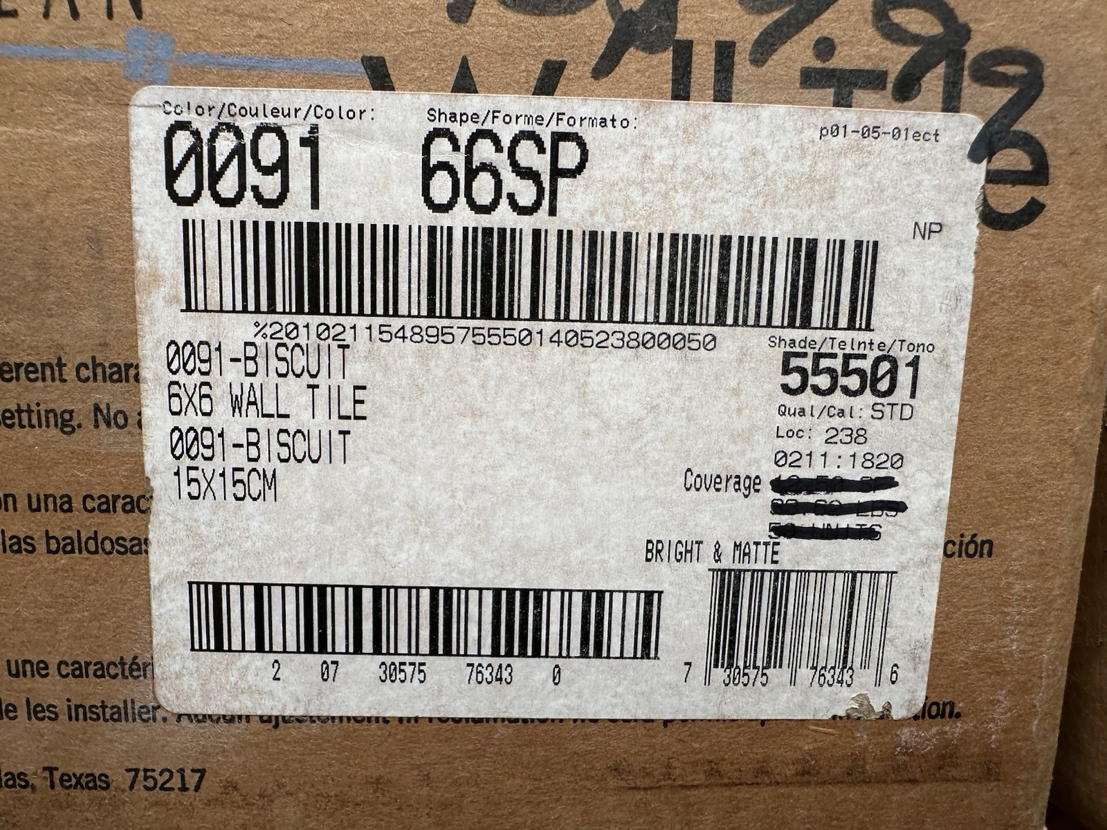 1 pc. 6″ X 6″ Gloss Biscuit: 6″ X 6″ Ceramic Tile #91 by American Olean, NEW
