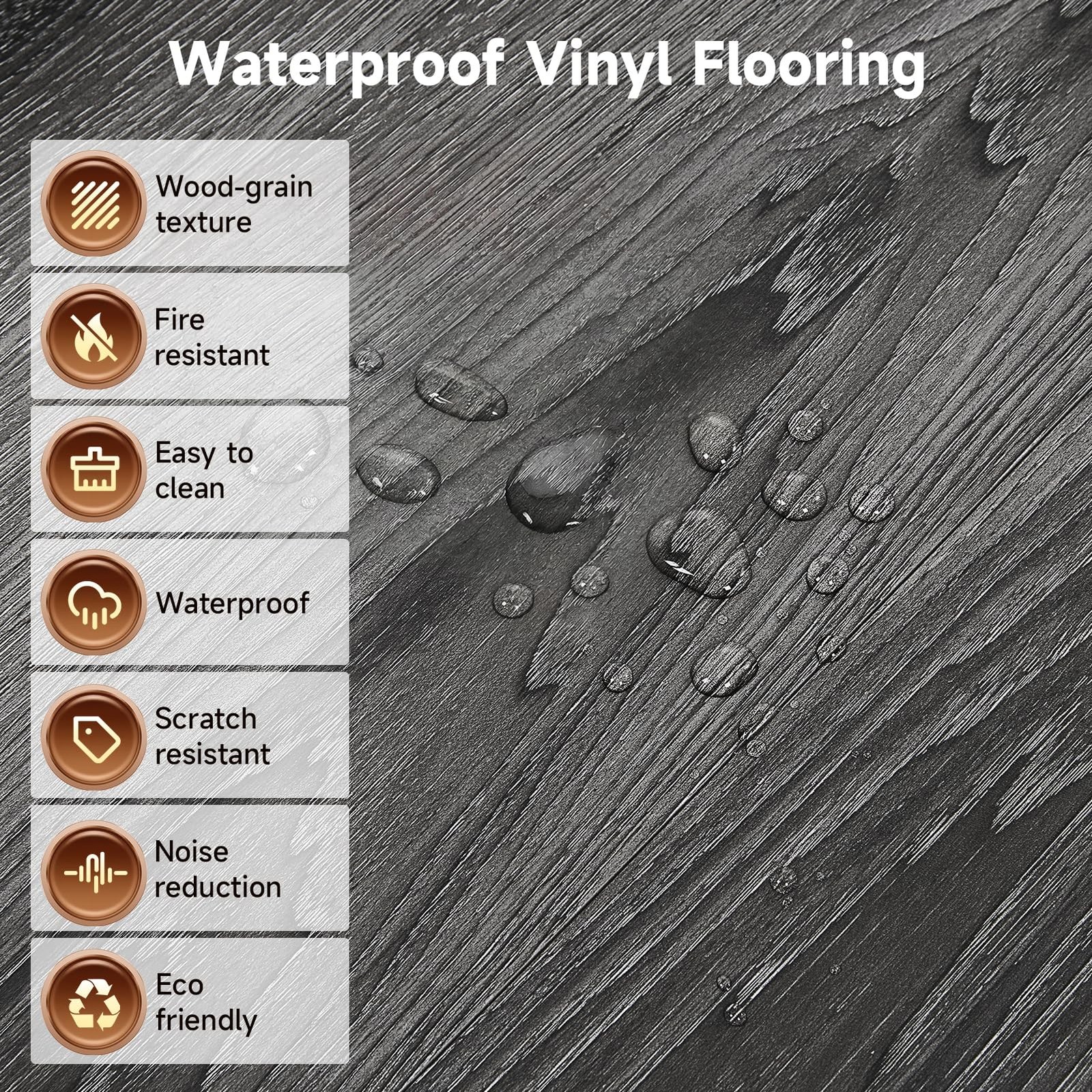 Peel and Stick Vinyl Flooring, 36-Pack 54 Sq.Ft Wood Grain Waterproof Rigid C…