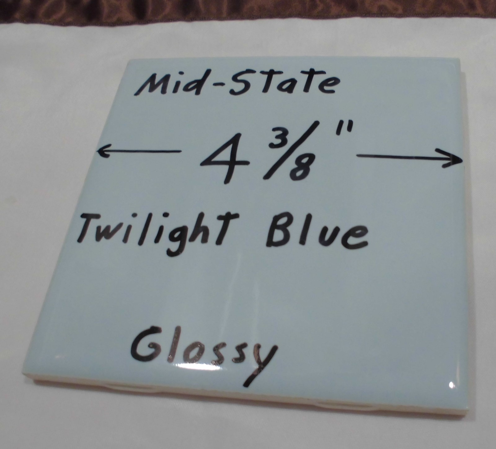 1 pc. Vintage *Twilight Blue* Glossy Ceramic Tile 4-3/8″ by Mid-State Co. NOS