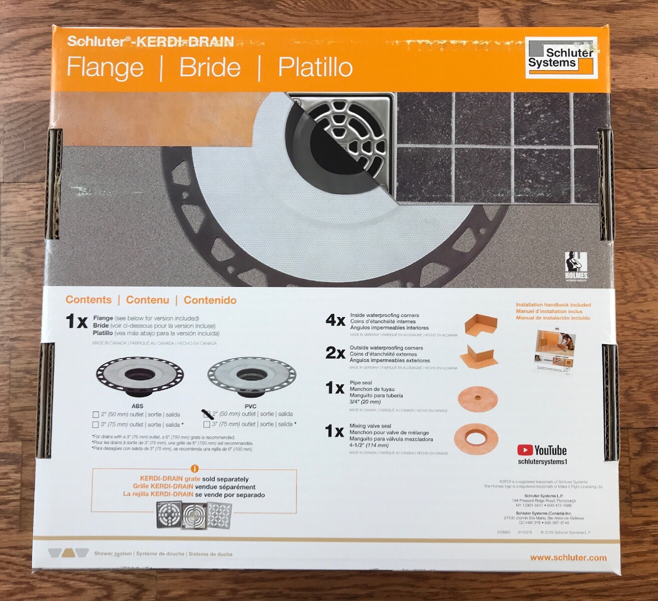 Schluter Kerdi Shower Drain Style Kit Floral Brushed Stainless Steel PVC