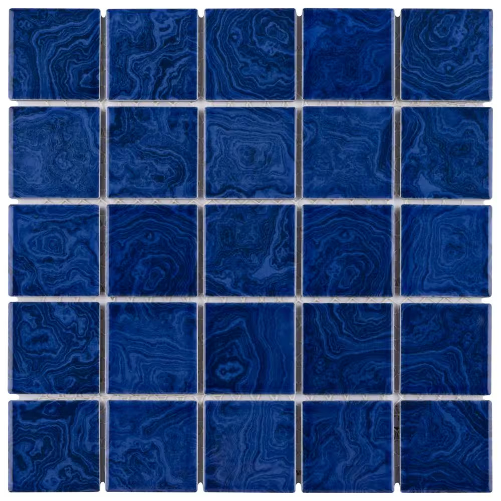 Resort Marine Blue 12 In. X 12 In. Porcelain Mosaic Tile (1.02 Sq. Ft./Each)