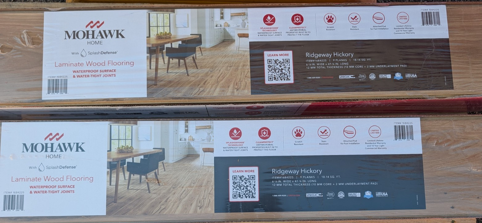 One Carton of Mohawk Ridgeway Hickory Laminate Flooring