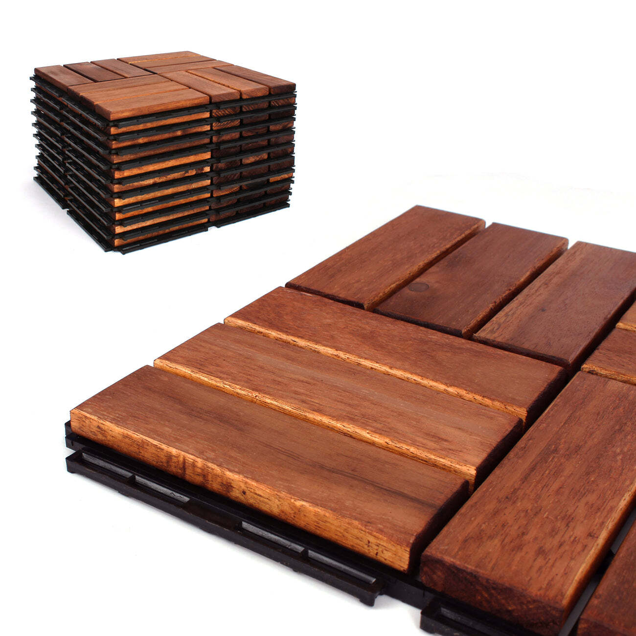 3rd Street Inn Deck Tiles – Interlocking Acacia Patio Tiles -Oiled Acacia Finish